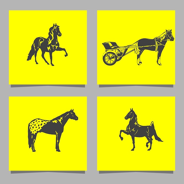Vector horse set vector icon