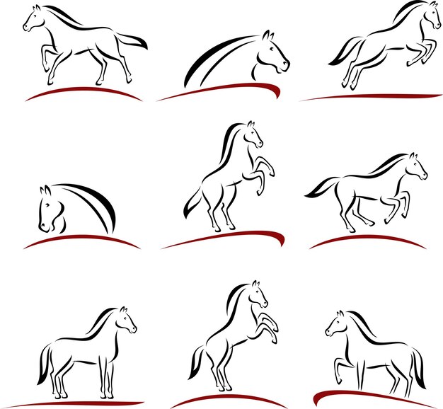 Вектор набора лошадей