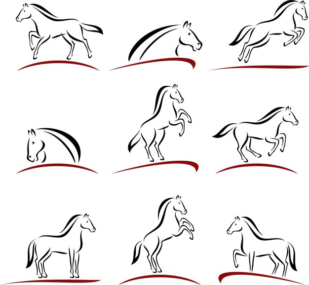 Vector horse set vector