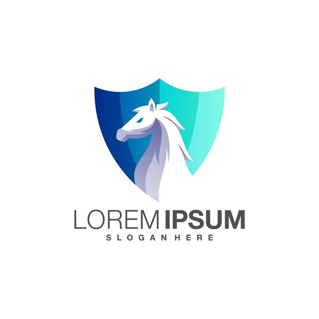 Horse shield gradient logo design template