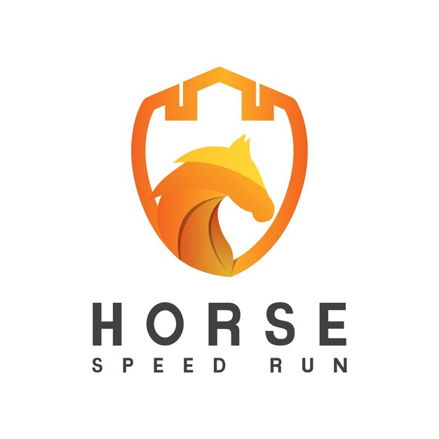 Vector horse shield logo design power house logotype