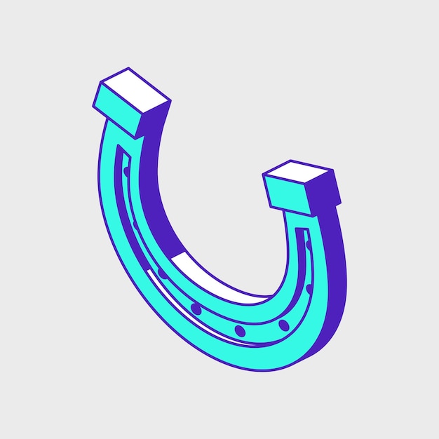 Horse shoe isometric vector icon illustration