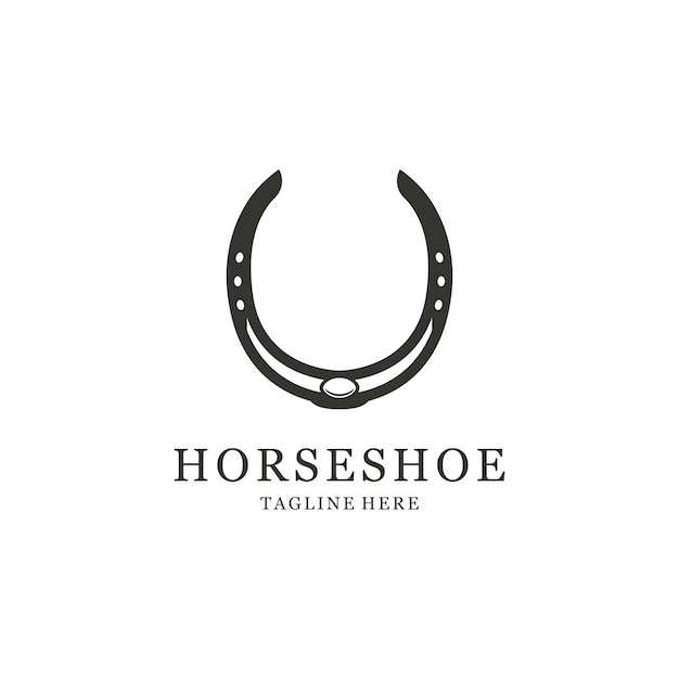 Vector horse shoe logo icon in silhouette style