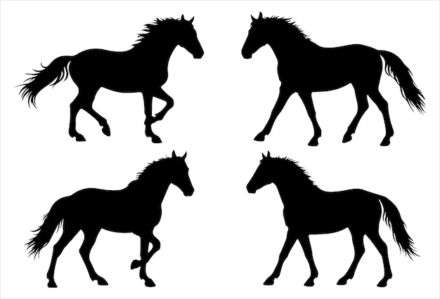 馬と野生生物のデザインのための馬のシルエットコレクション