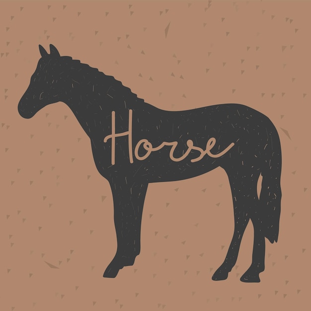 Силуэт лошади Ретро плакат фермы животных для мясной лавки