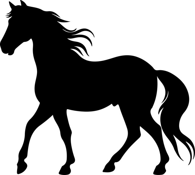 Illustrazione vettoriale della silhouette di un cavallo sullo sfondo bianco