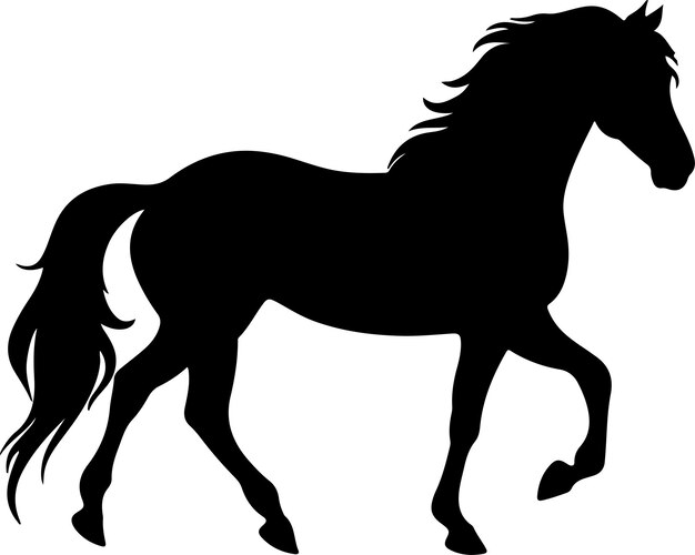 Vettore illustrazione vettoriale della silhouette di un cavallo sullo sfondo bianco