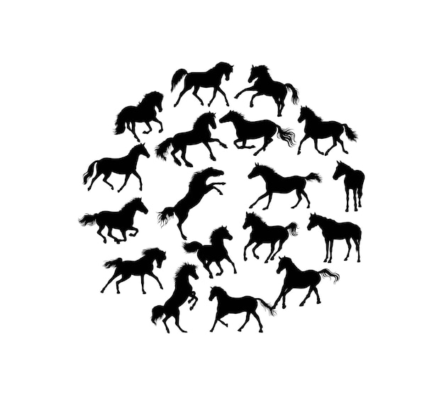 Horse Silhouettes art vector design