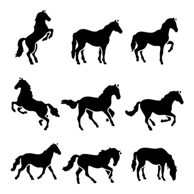 horse silhouettes set