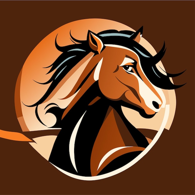 Лошадь, стоящая в поле, нарисованная вручную концепция иконки наклейки мультфильма, изолированная иллюстрация