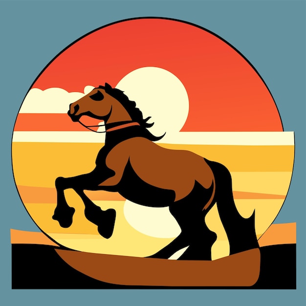 Horse standing in a field hand drawn cartoon sticker icon concept isolated illustration