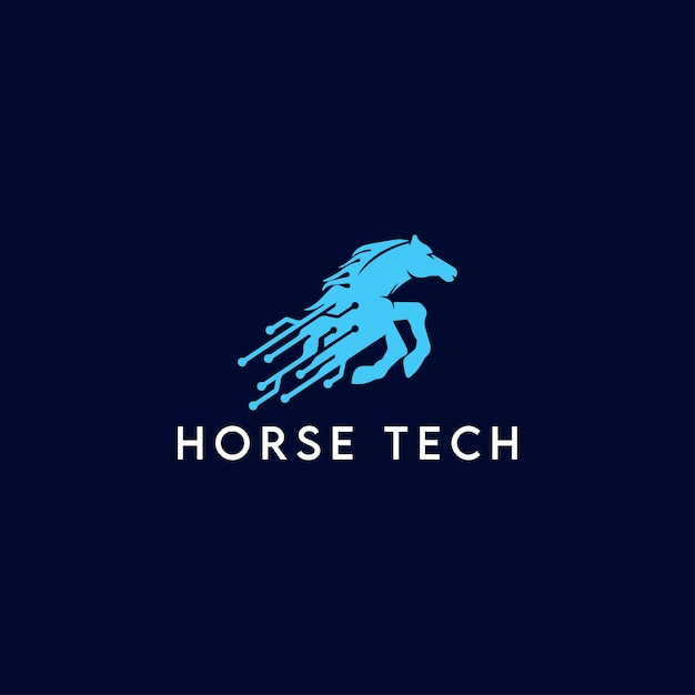Horse tech logo, technology and minimalist logo