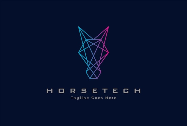 Vector horse technology logo geometrische paardenhoofd stijl logo ontwerp inspiratie