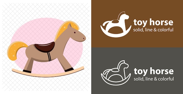 Horse toy isolated vector icon horse toy line solid flat icon