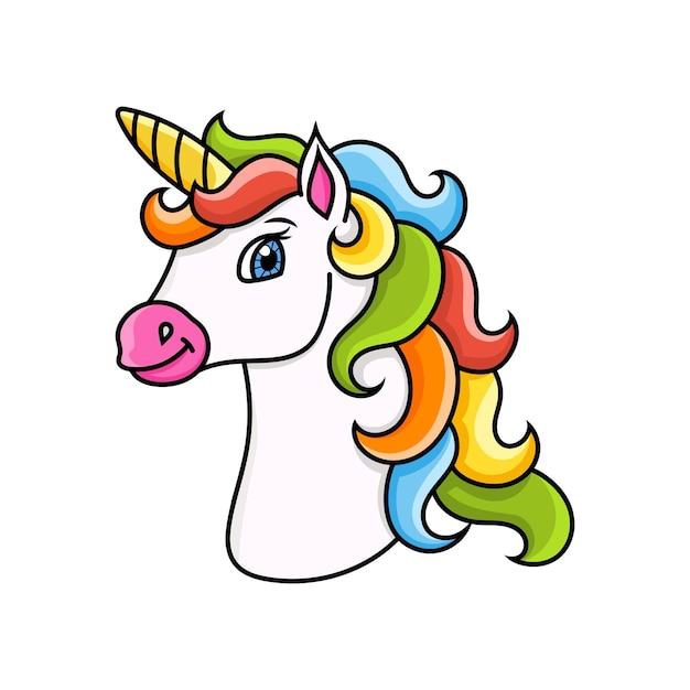 Horse unicorn head cartoon character