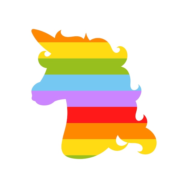 Vector horse unicorn head rainbow silhouette