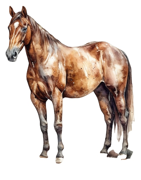Horse Watercolor White Background Vector