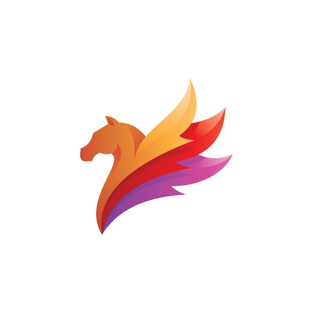 Vector horse wing feather pegasus logo