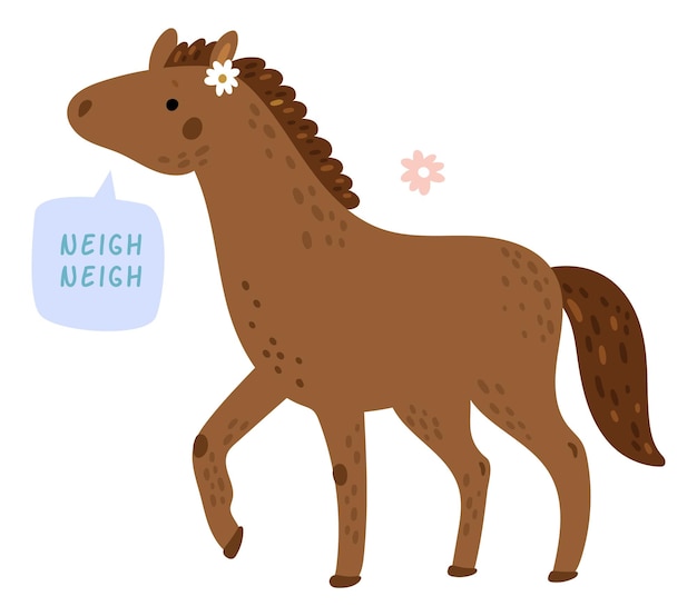 Premium Vector | Horse with neigh sound in speech bubble animal talking isolated on white background Premium Vector | Horse with neigh sound in speech bubble animal talking isolated on white background