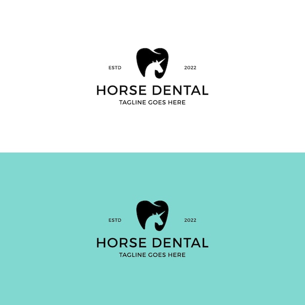 Horse with tooth teeth logo design inspiration