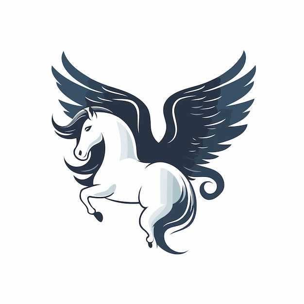 Horse with wings Vector illustration on white background Design element