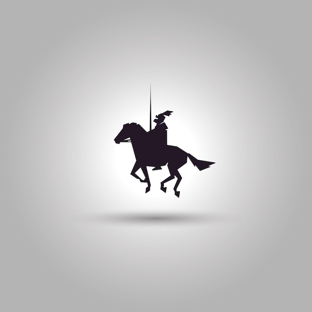 Cavaliere a cavallo silhouette cavallo guerriero paladino logo medievale modello di disegno vettoriale