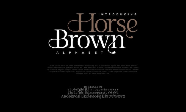 Horsebrown premium luxury elegant alphabet letters and numbers Elegant wedding typography classic