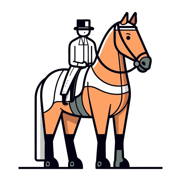 Vector horseman on horseback vector illustration in flat style