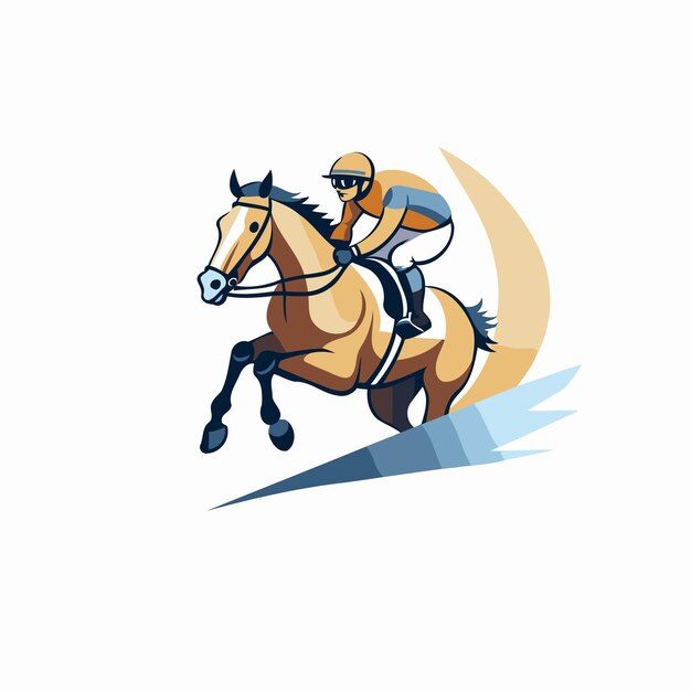 Vector horseman riding on a gallop vector illustration on white background