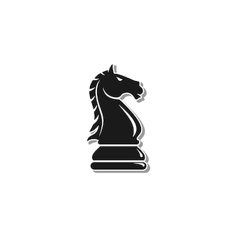 Cavalli cavaliere scacchi illustrazione nera logo design