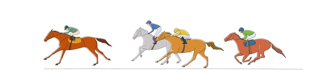 Horses and riders during a race vector editable images