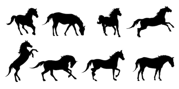 Vector horses silhouette set