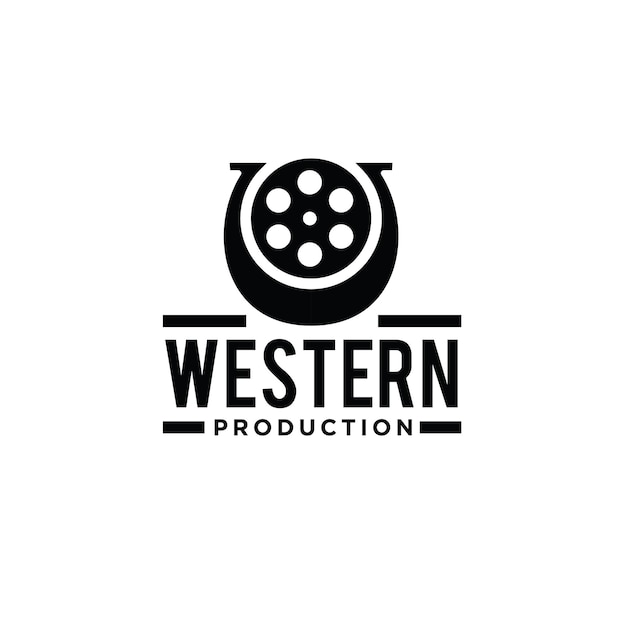 Design del logo western film a ferro di cavallo