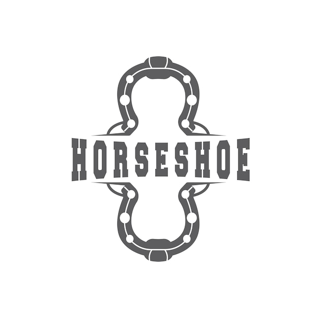 Horseshoe Logo Horse Vector Vintage Elegant Old Retro Texsas Design Silhouette Symbol Icon