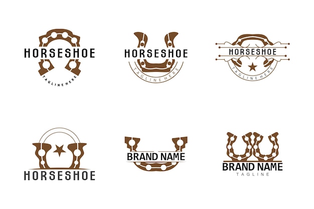 Horseshoe Logo Simple Vector Design Vintage Retro Western Illustrator Template