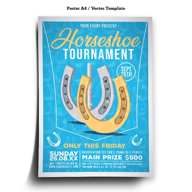 Horseshoe tournament poster template