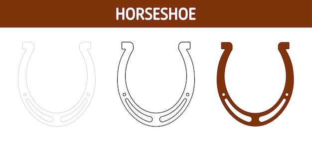 Horseshoe tracing and coloring worksheet for kids