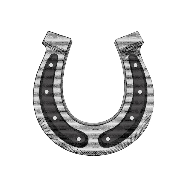 Horseshoe in vintage engraved style.