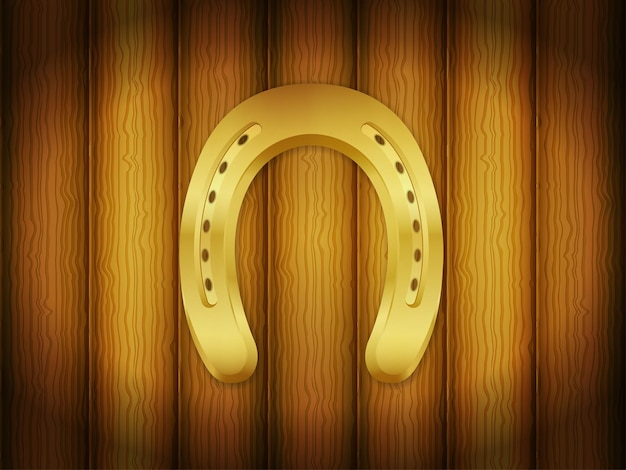 Vector horseshoe wood background