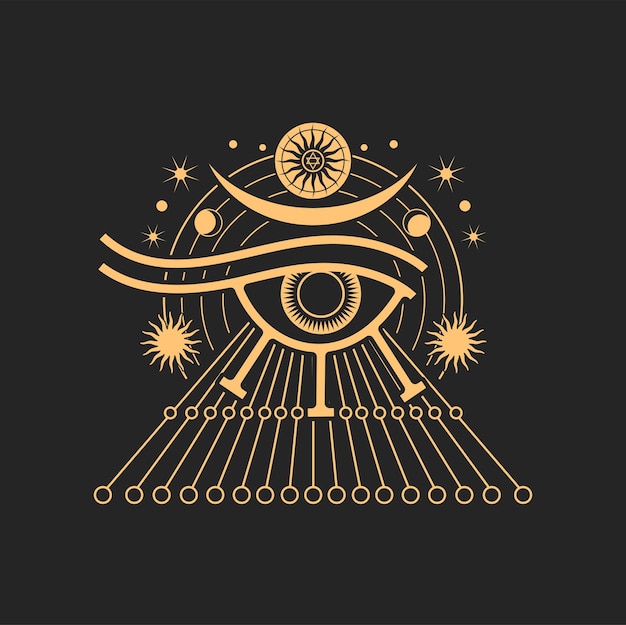 Vector horus eye ancient egyptian sign pentagram star