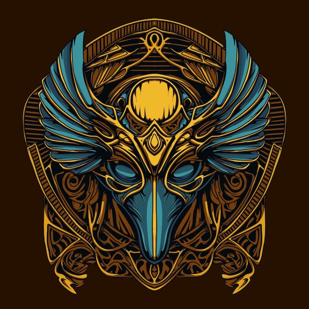 Horus head hand drawing illustration