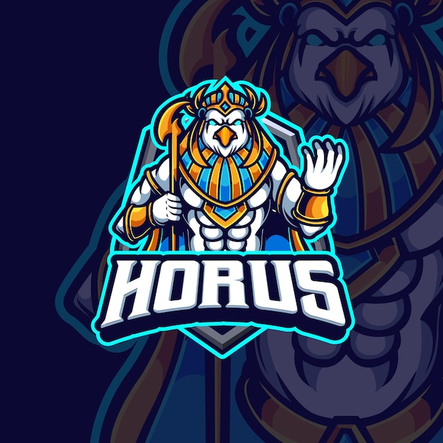 Vettore horus mascotte esport gaming logo premium design