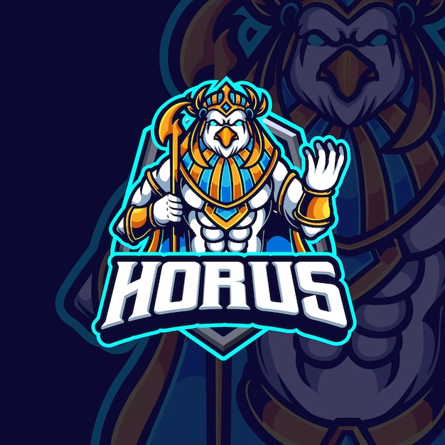 horus 마스코트 esport 게임 프리미엄 로고 디자인