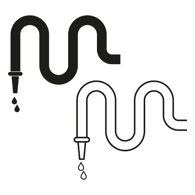 Трубка с иконой капель воды Символ орошения и полива Векторная иллюстрация EPS 10