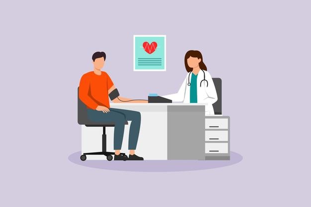 Hospital activity concept Colored flat vector illustration isolated