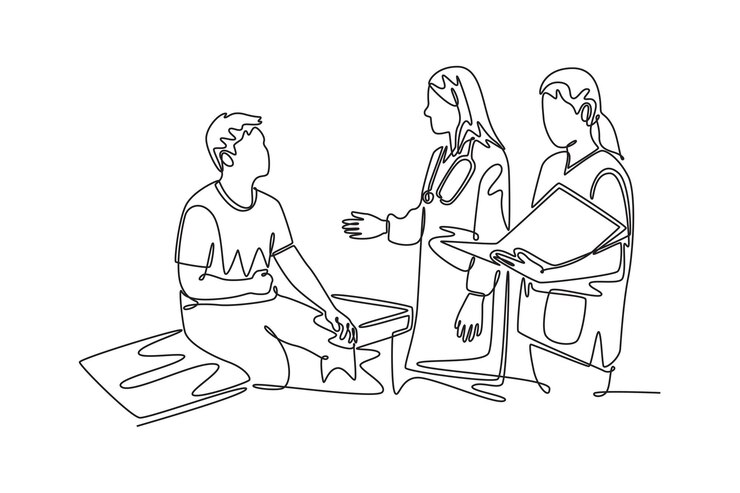 Vector hospital activity concept single line draw design vector graphic illustration