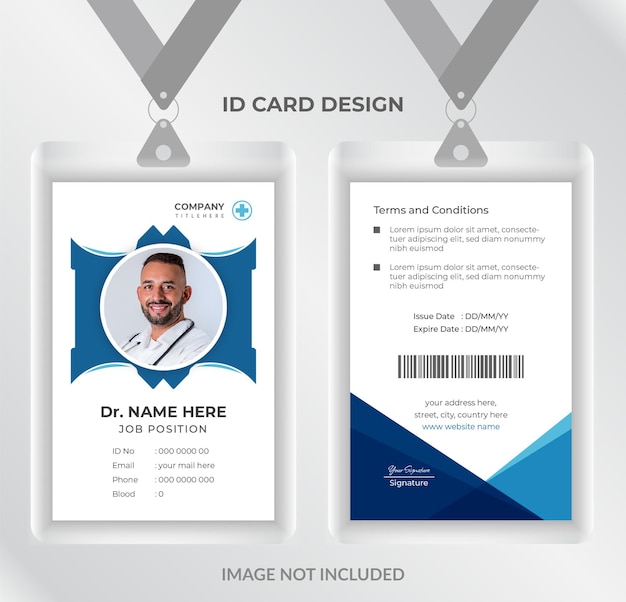 病院とヘルスケアの垂直idカードデザイン