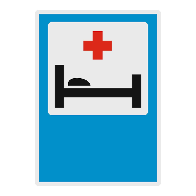 Vector hospital bed and medical cross icon flat illustration of hospital bed and medical cross vector icon for web