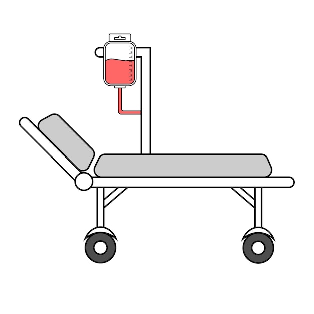 Hospital bed with medical equipments intensive care resuscitation