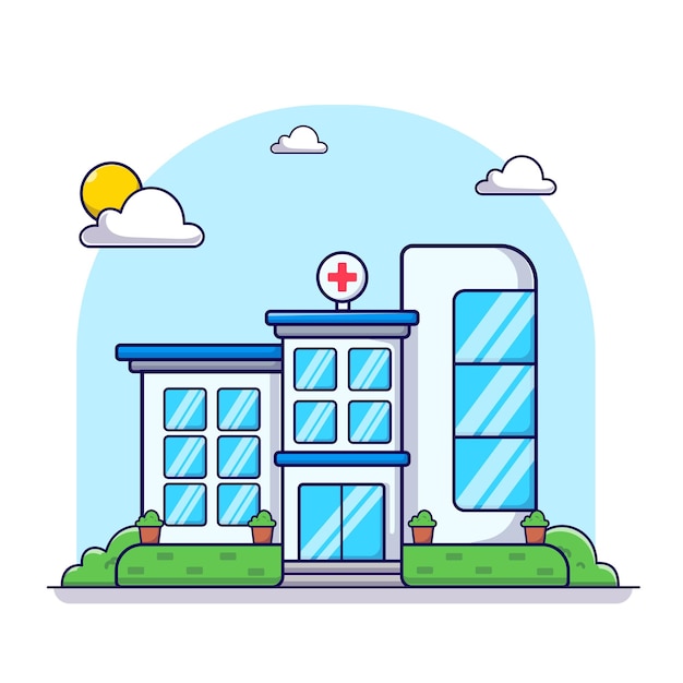 hospital building, building landmark icon illustration vector